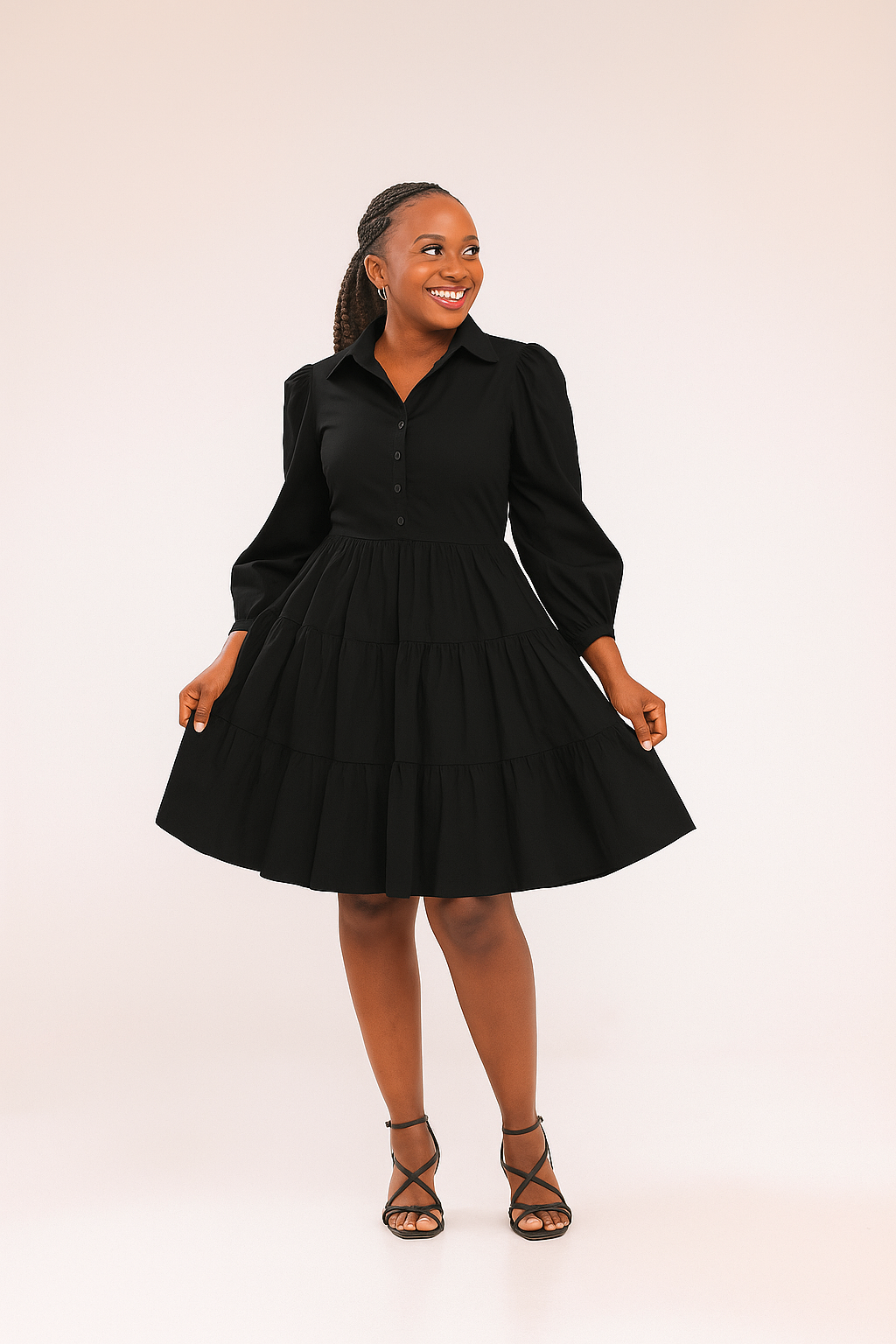 Bujjagali Black Puff Sleeve Skater Dress – Material Girl