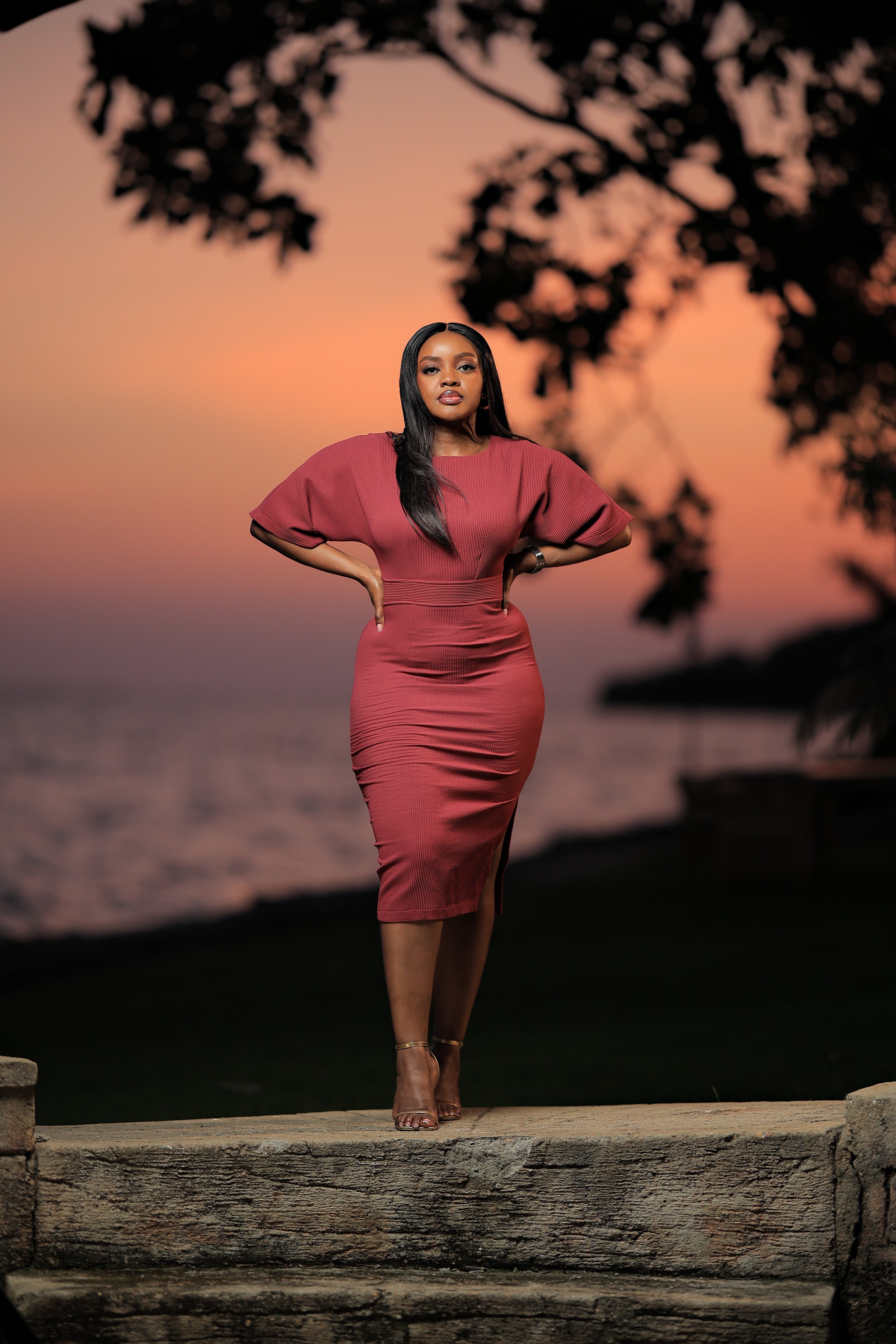 The Kwezi Ribbed Kimono Bodycon Dress