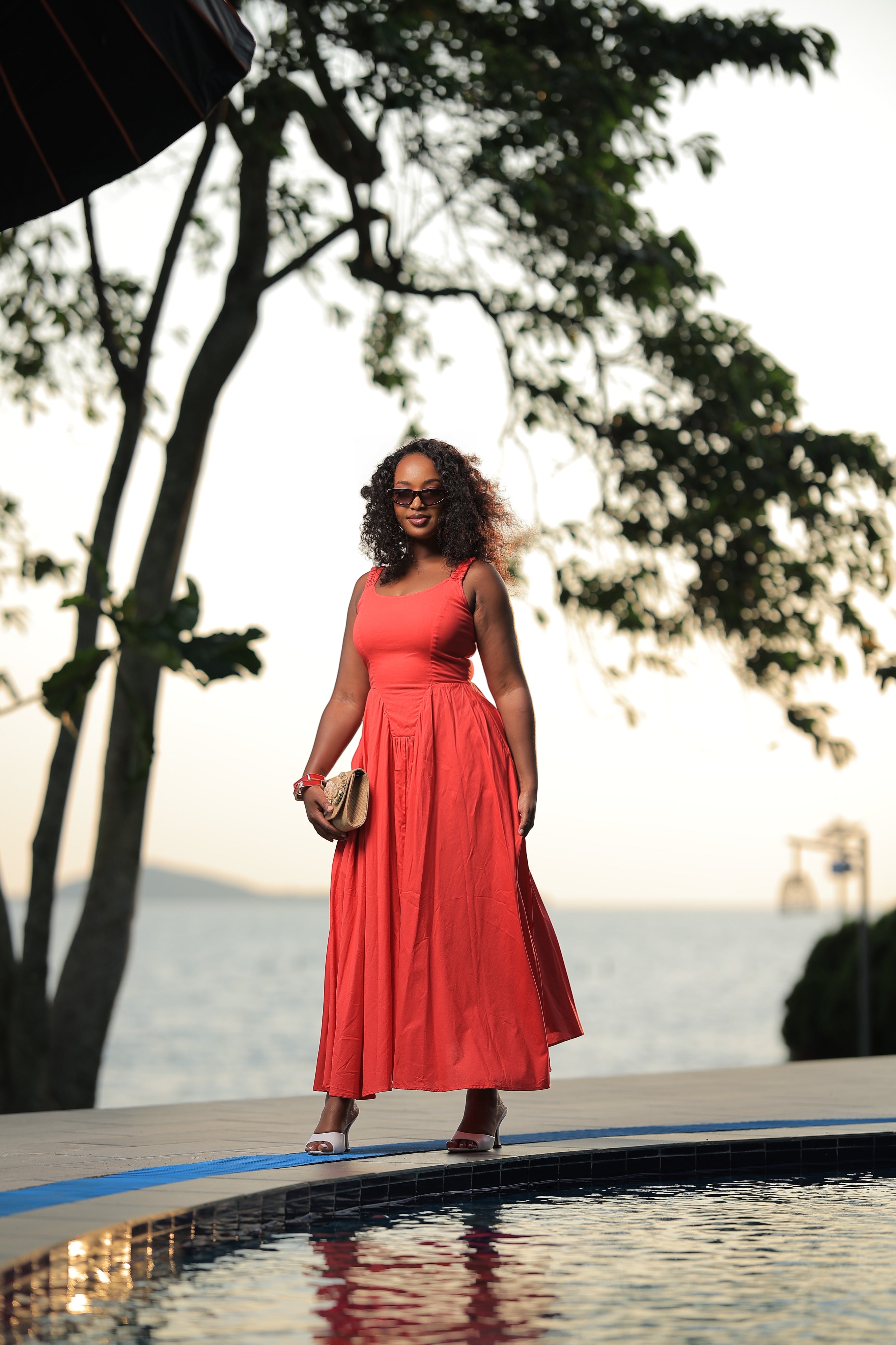 drop waist red dress The Atara Maxi – Material Girl Size:Waist Size : 44 Unfinished Bottom 1970s_70s a deep v Pernia's Pop Up Shop