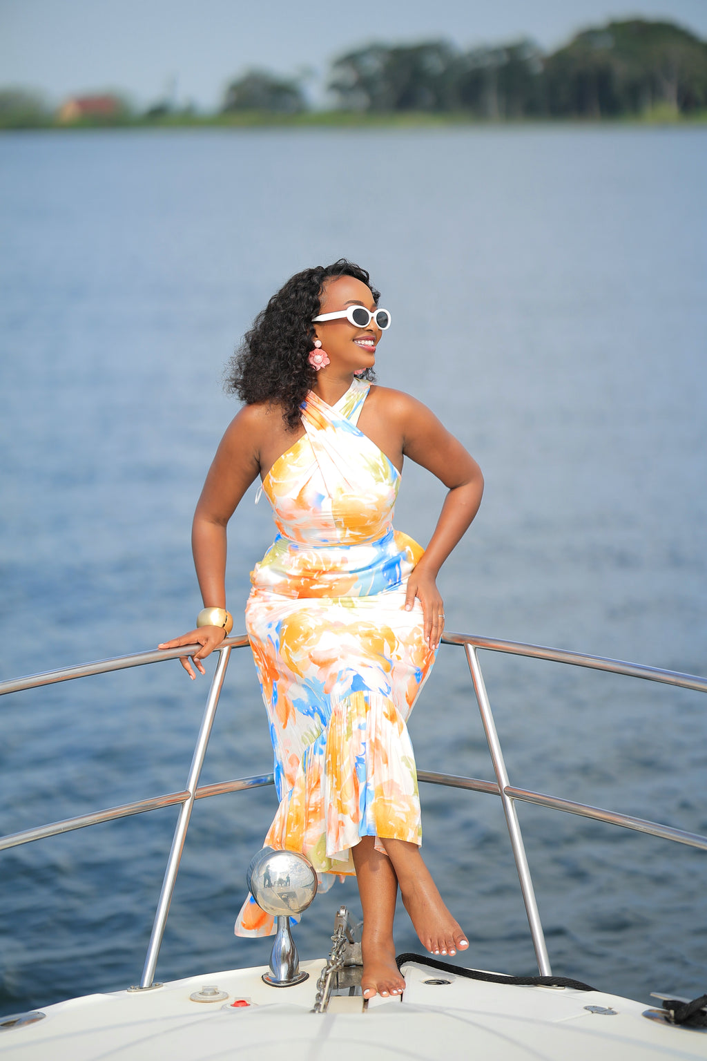 The Isaro Floral Halter Neck Maxi Dress