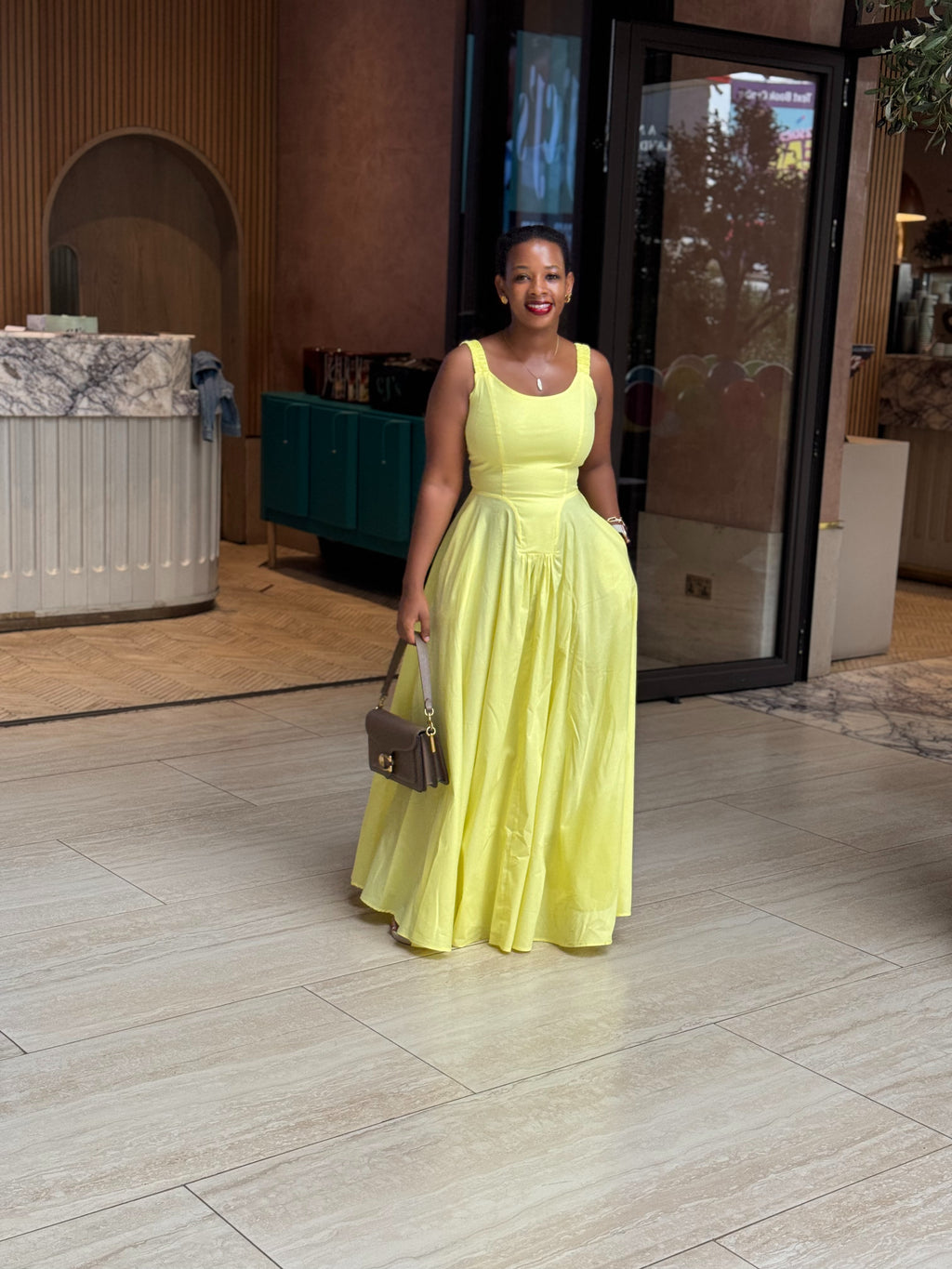 The Atara Butter Yellow Drop Waist Maxi Dress