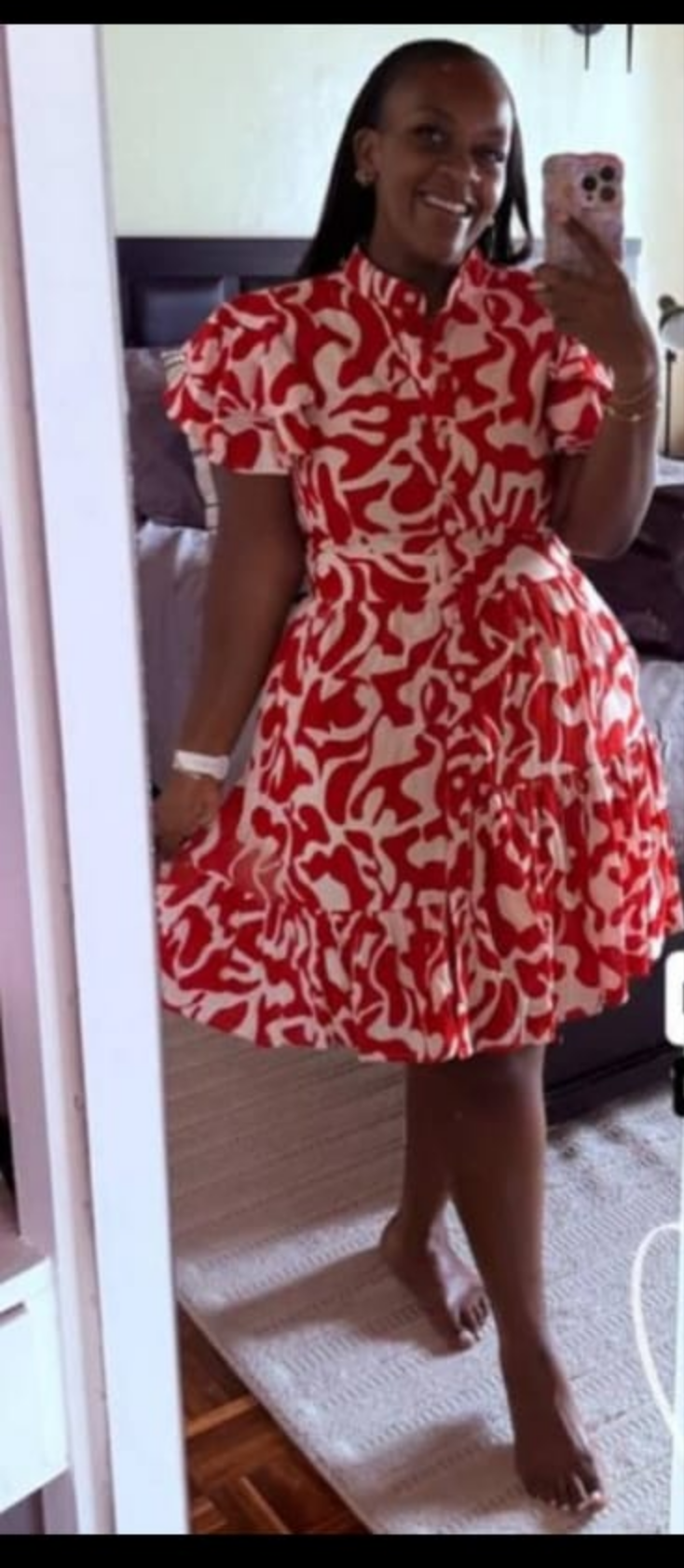 The Bunyonyi print midi dress Red