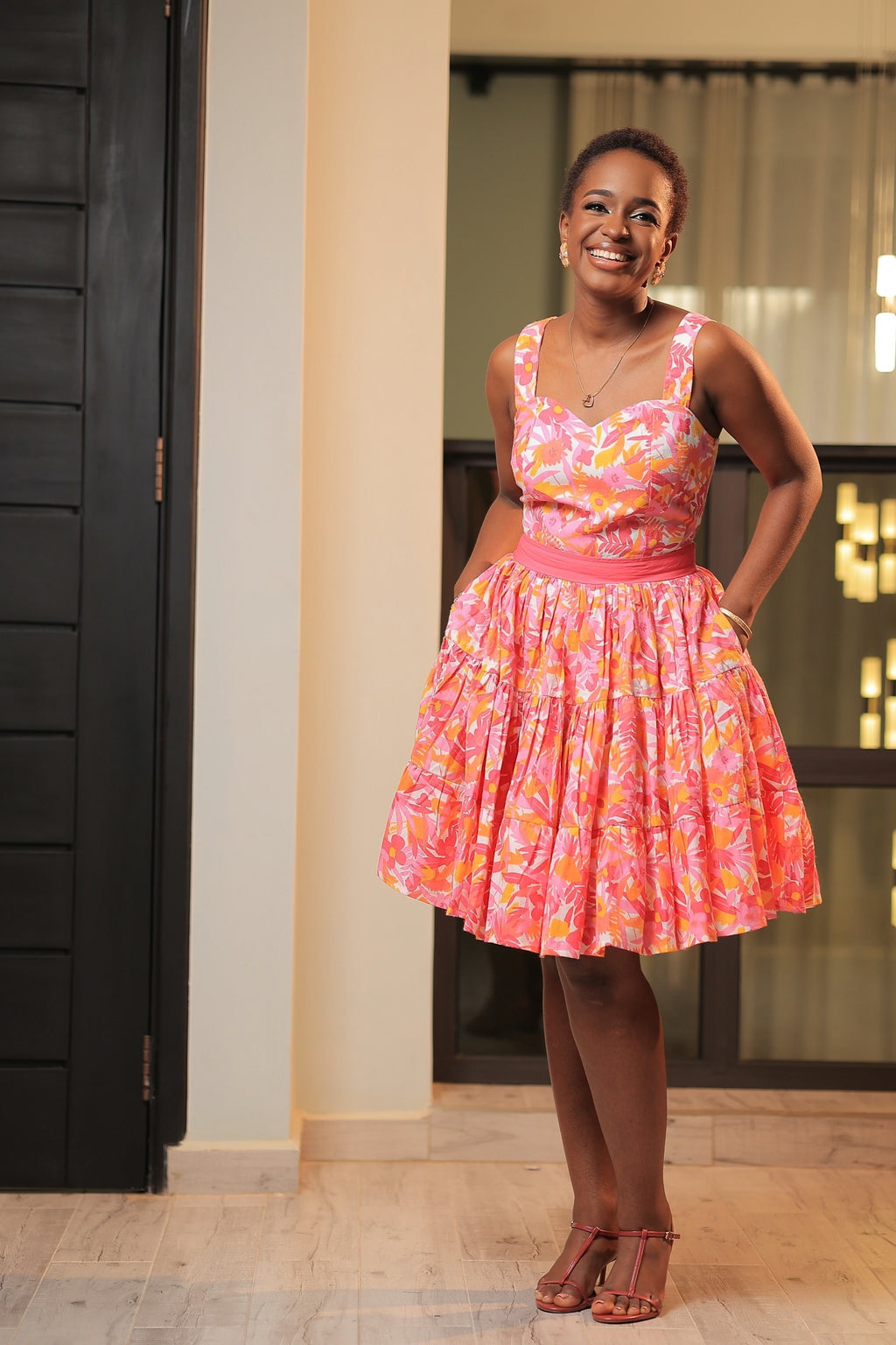 The Nshuti Floral Open Back Skater Dress