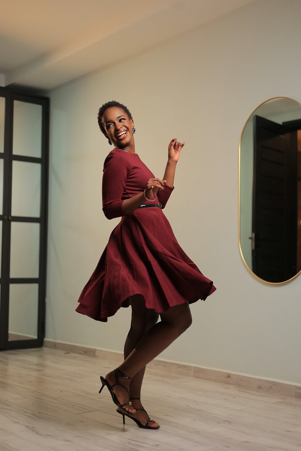 Arusha Closet London Burgundy Skater Dress