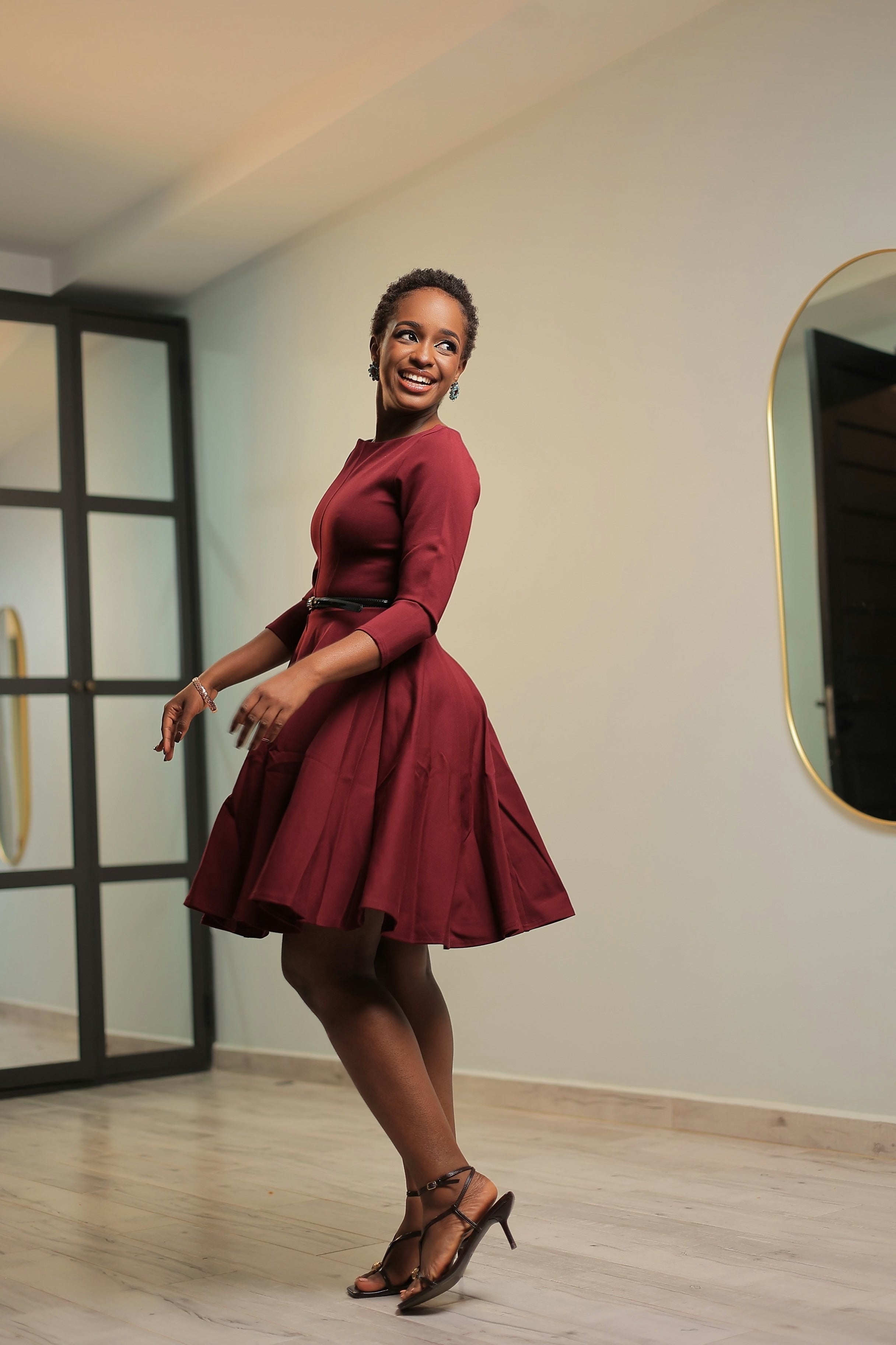 Arusha Closet London Burgundy Skater Dress
