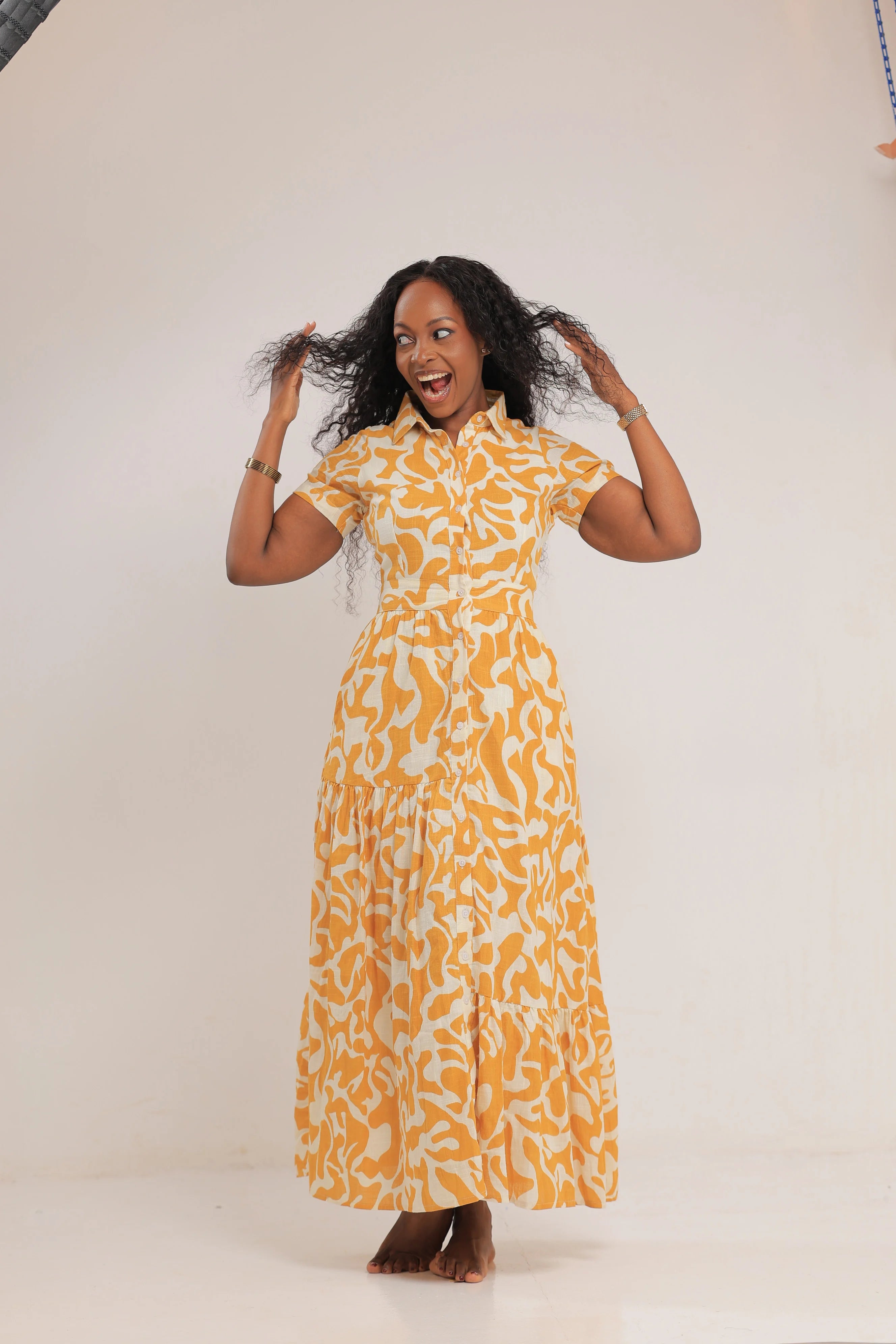 The Bunyonyi print maxi Mustard dress Material Girl The Bunyonyi print maxi Mustard dress Material Girl