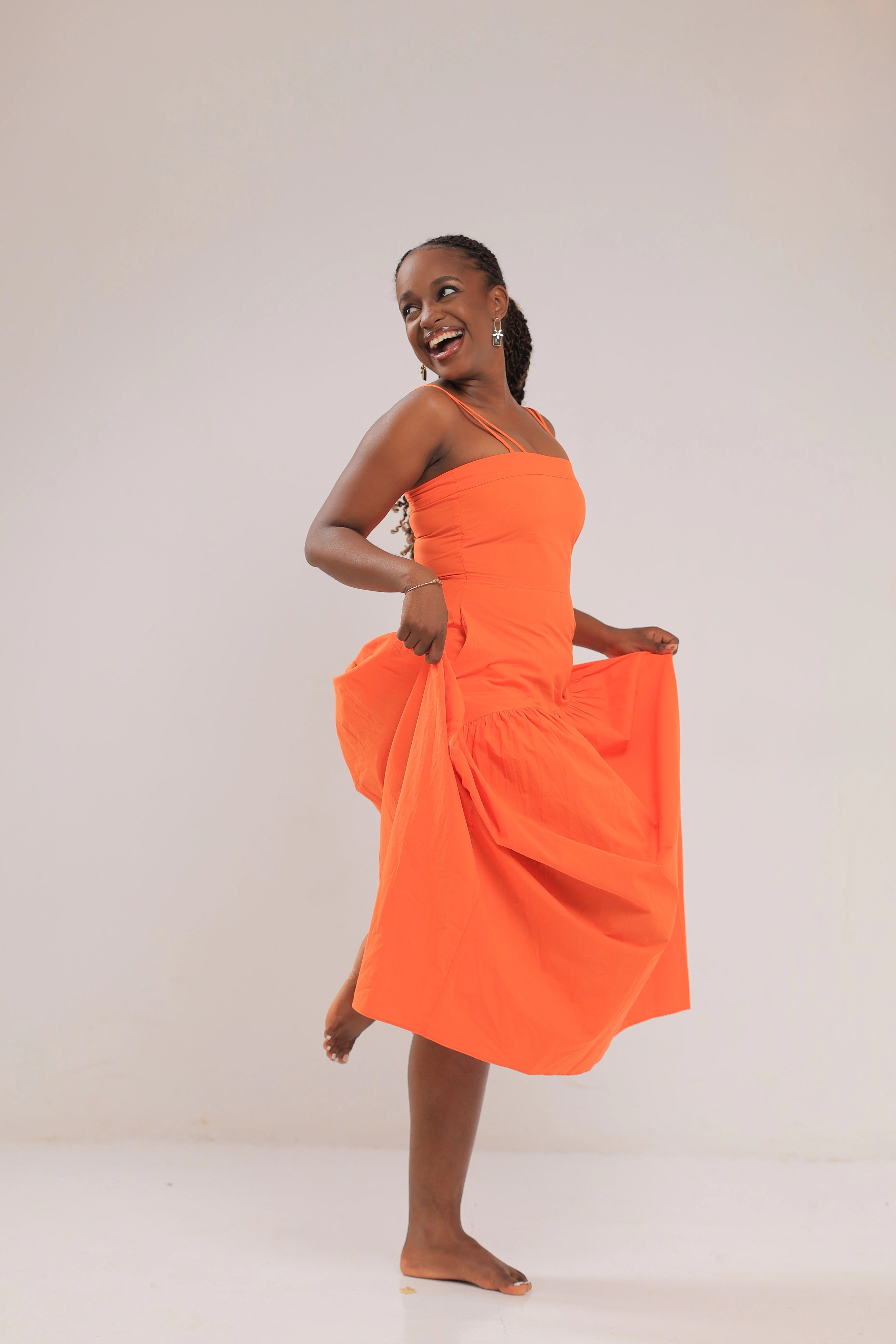 The Kigali sunset midi strap dress