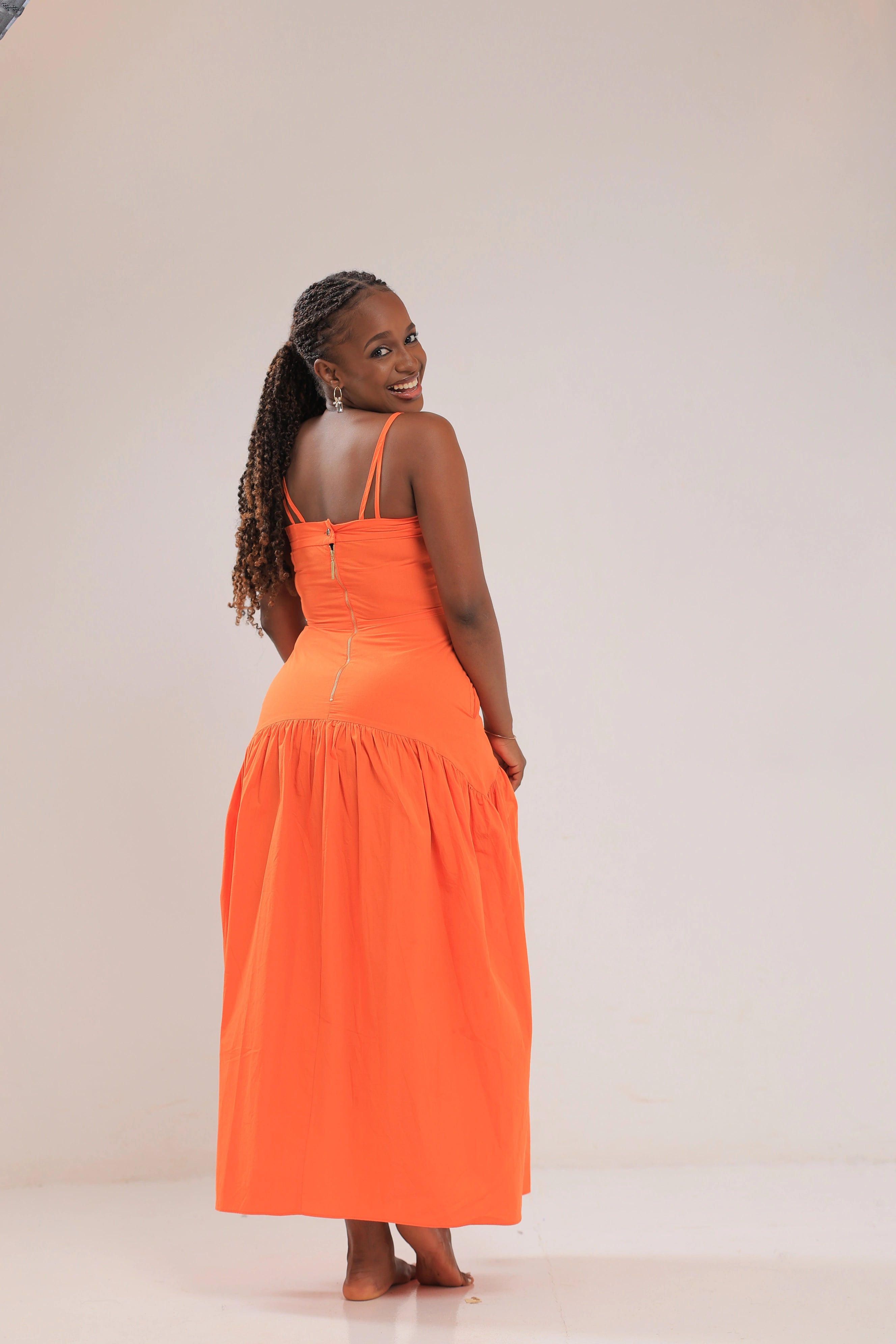 The Kigali sunset midi strap dress