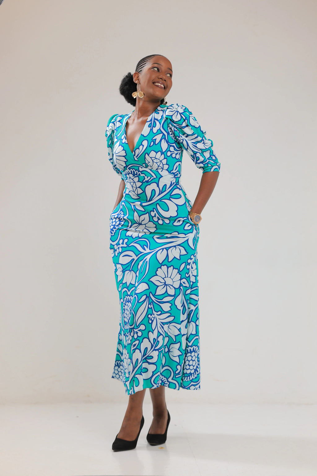 The Maua floral print wrap midi dress