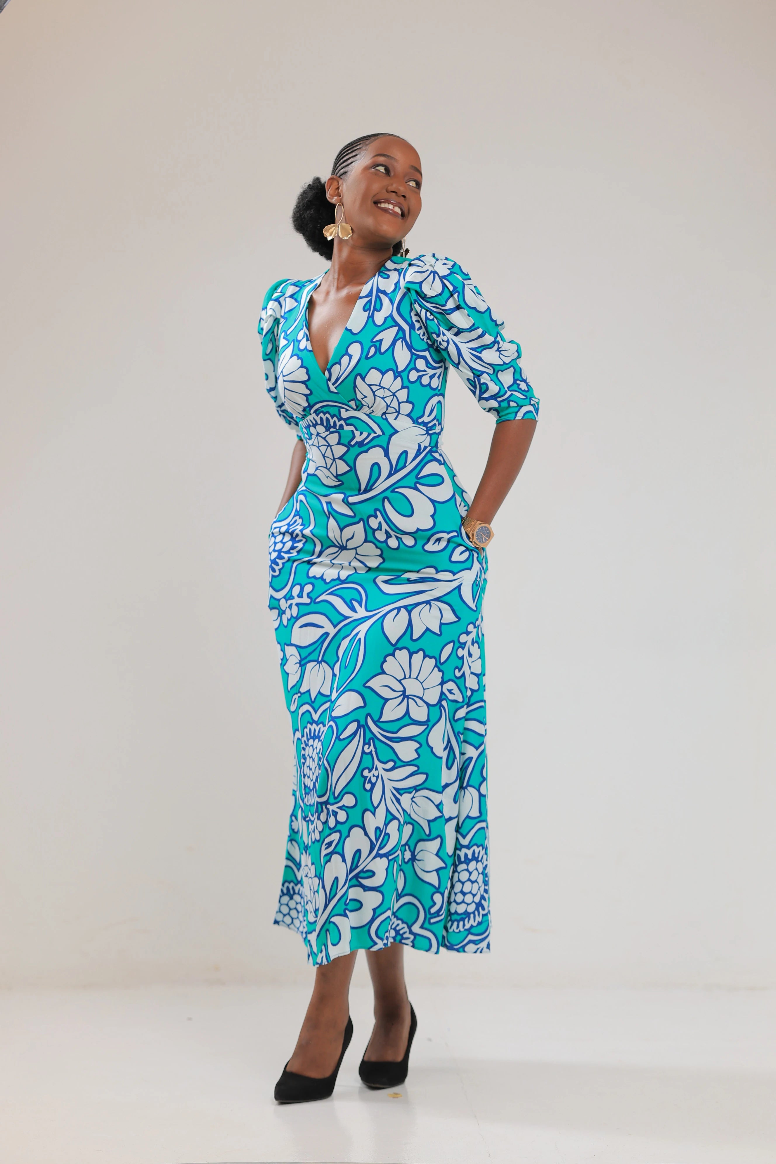 The Maua floral print wrap midi dress