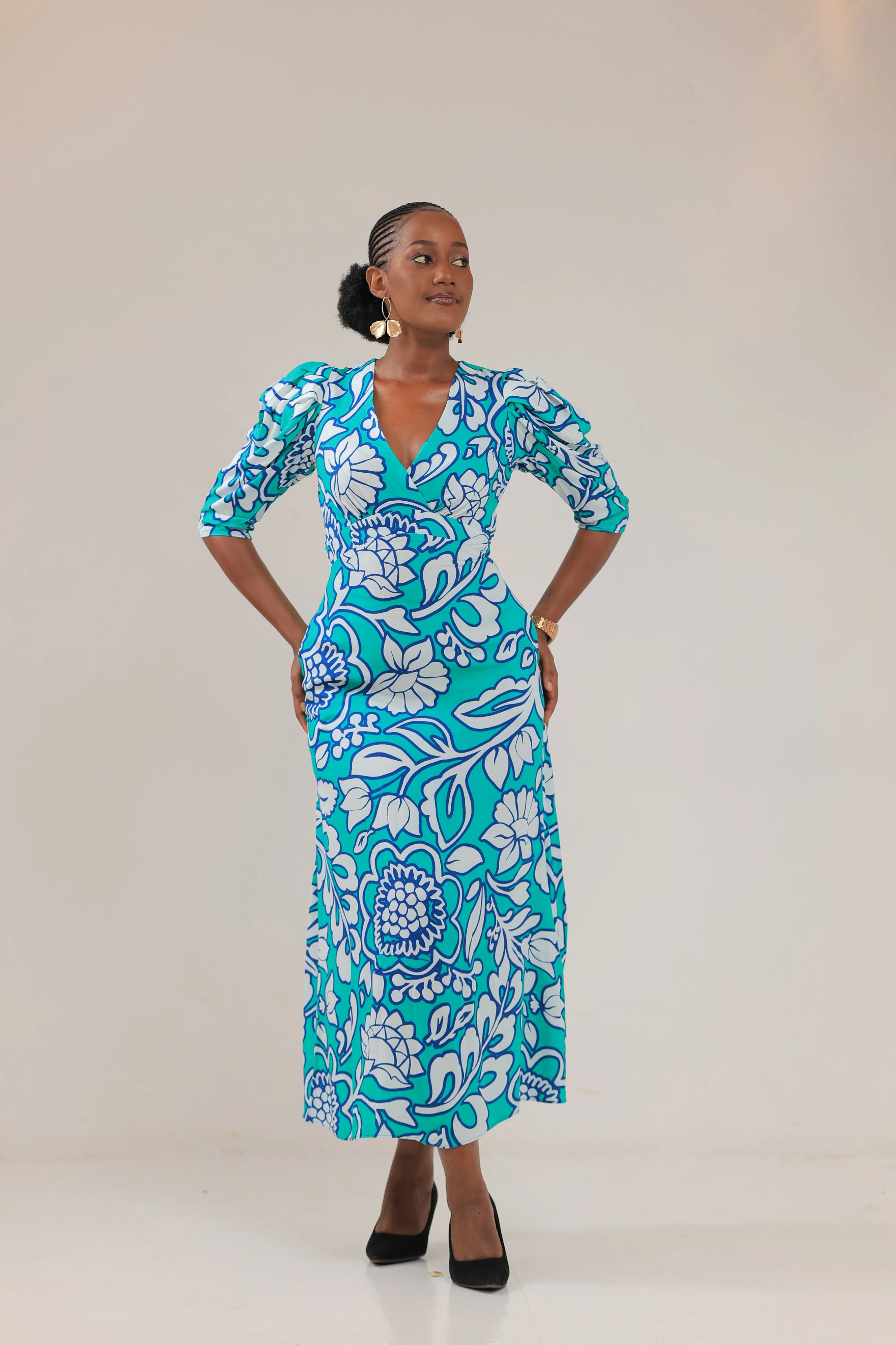 The Maua floral print wrap midi dress
