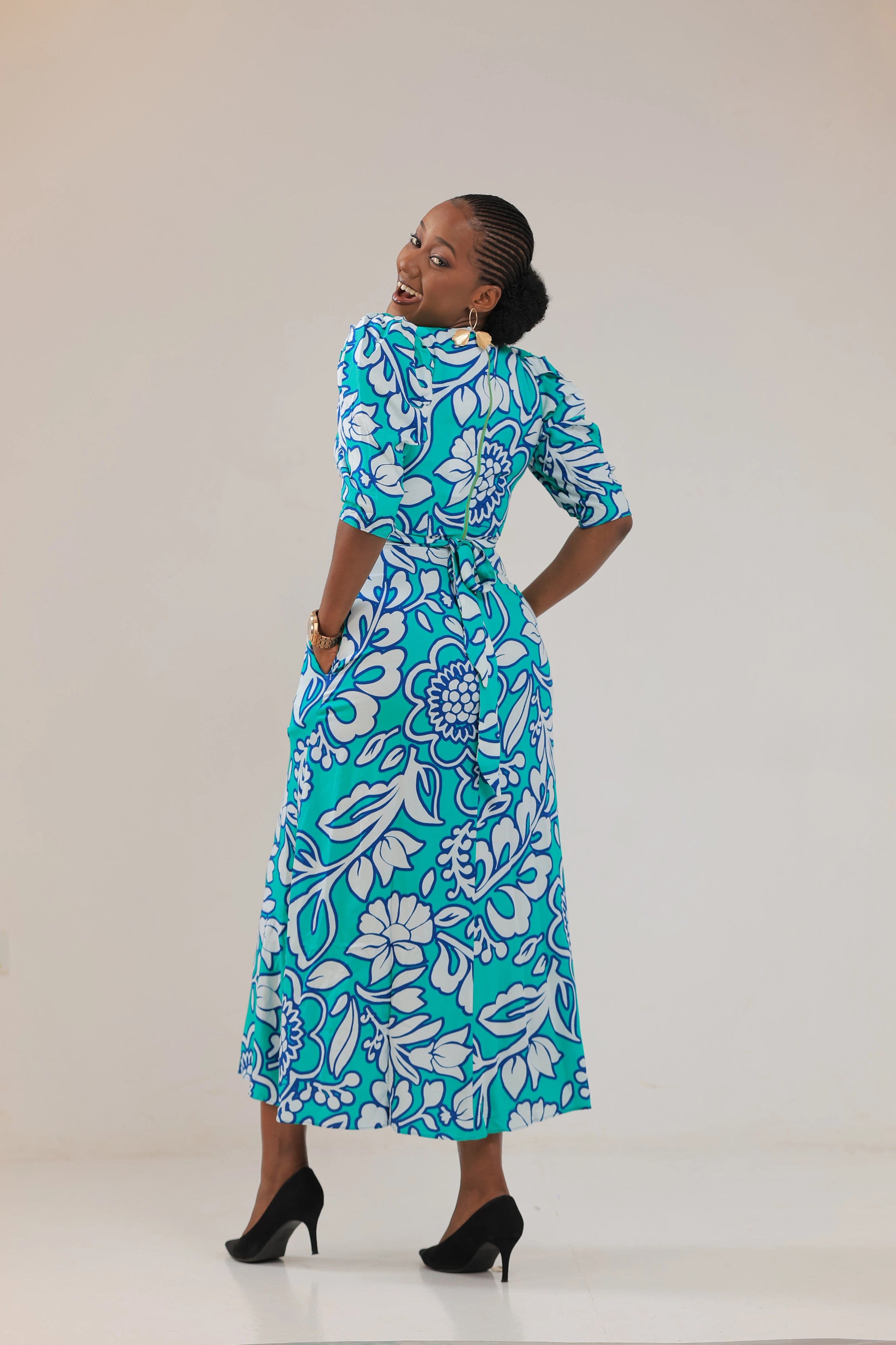 The Maua floral print wrap midi dress