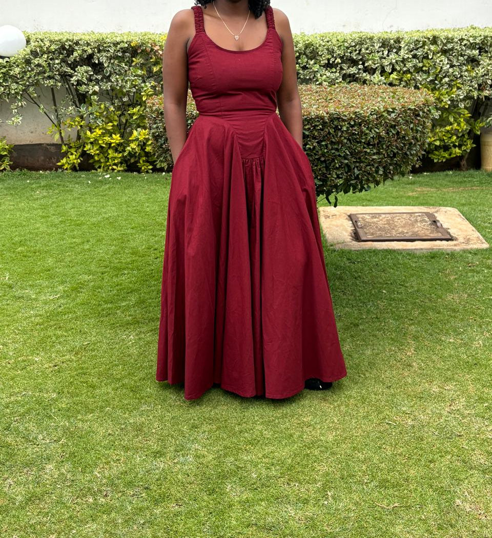 The Nyonyo drop waist maxi burgundy dress