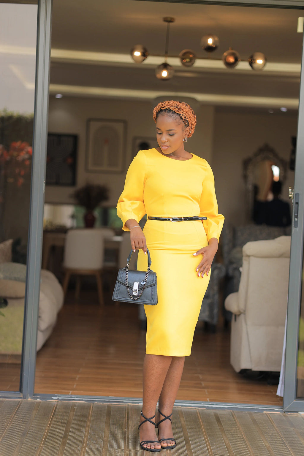 The Nairobi midi body con yellow dress