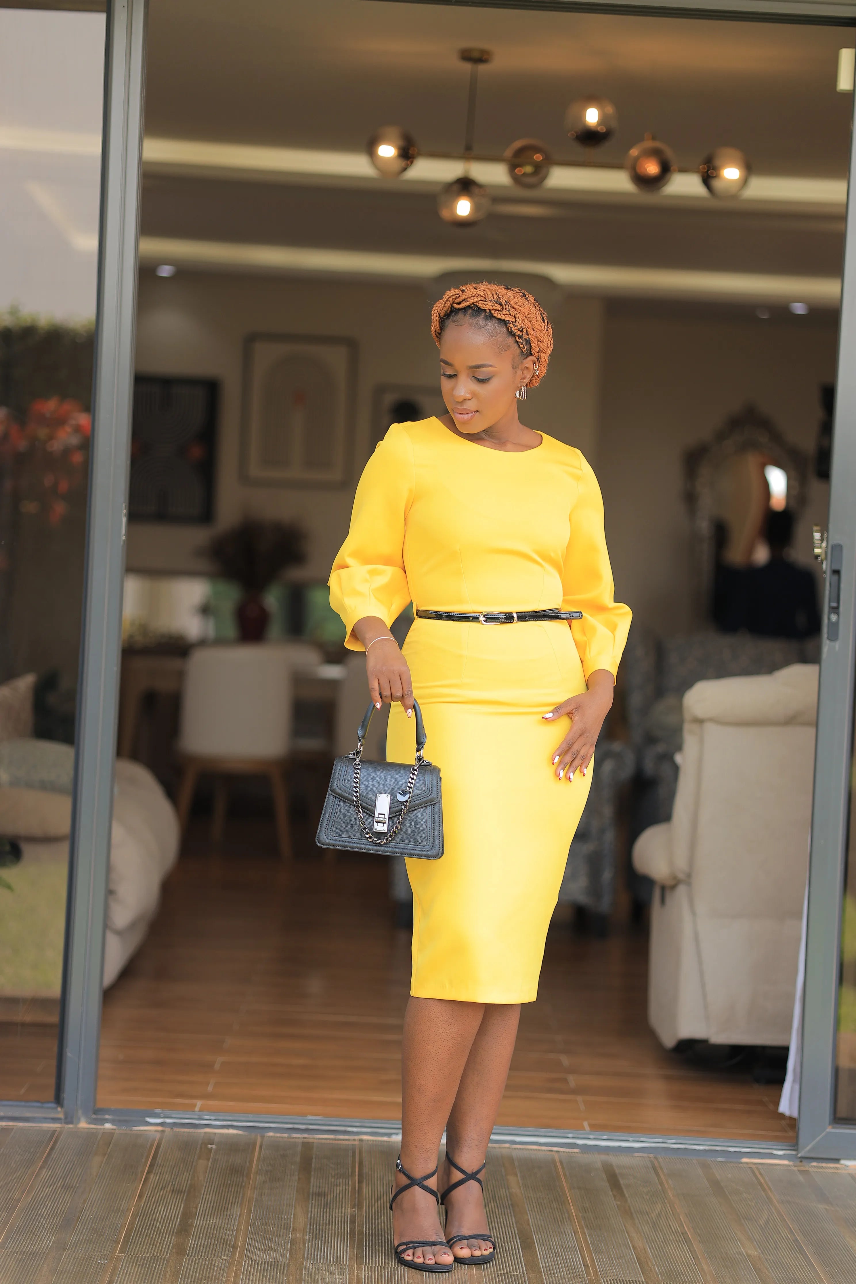 The Nairobi midi body con yellow dress