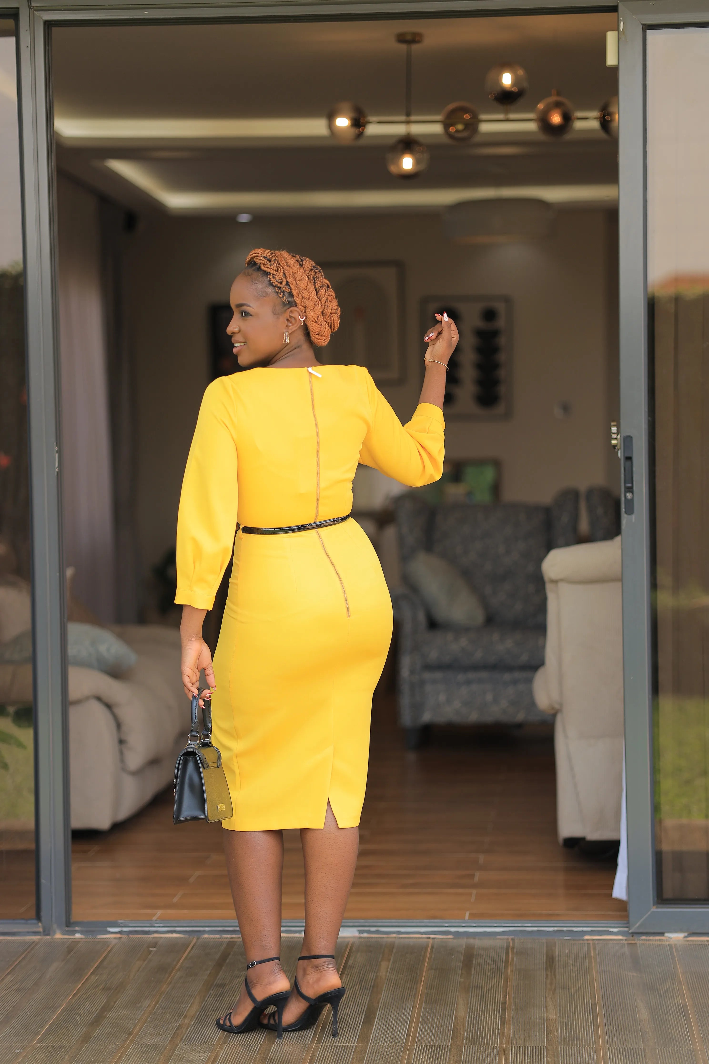 The Nairobi midi body con yellow dress
